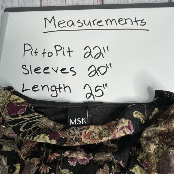 NWT MSK Floral Blouse. XL Cowl Neck Gold Glitter Whimsical Fairy Boho - Picture 11 of 14